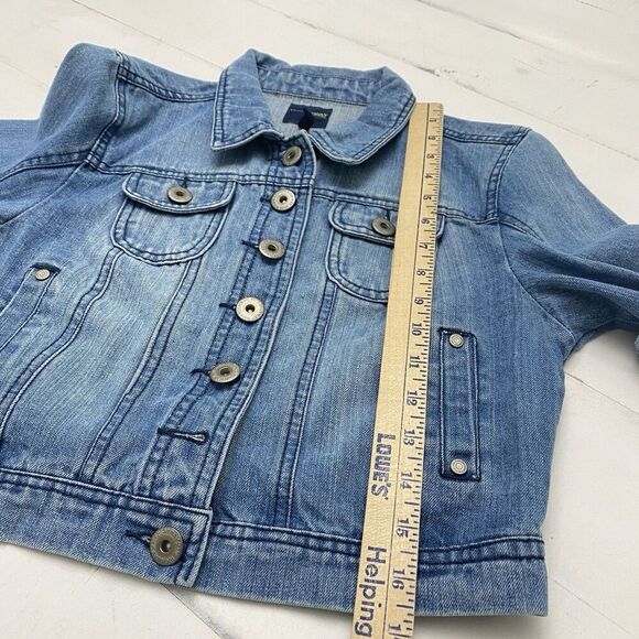 Highway Jeans Denim Jacket Blue Cropped Roll Tab Sleeve Women's Medium Western - Picture 9 of 11
